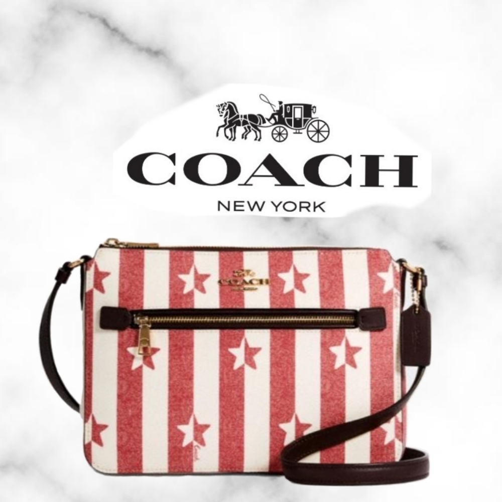 Coach Gallery File Bag With Stripe Star Print